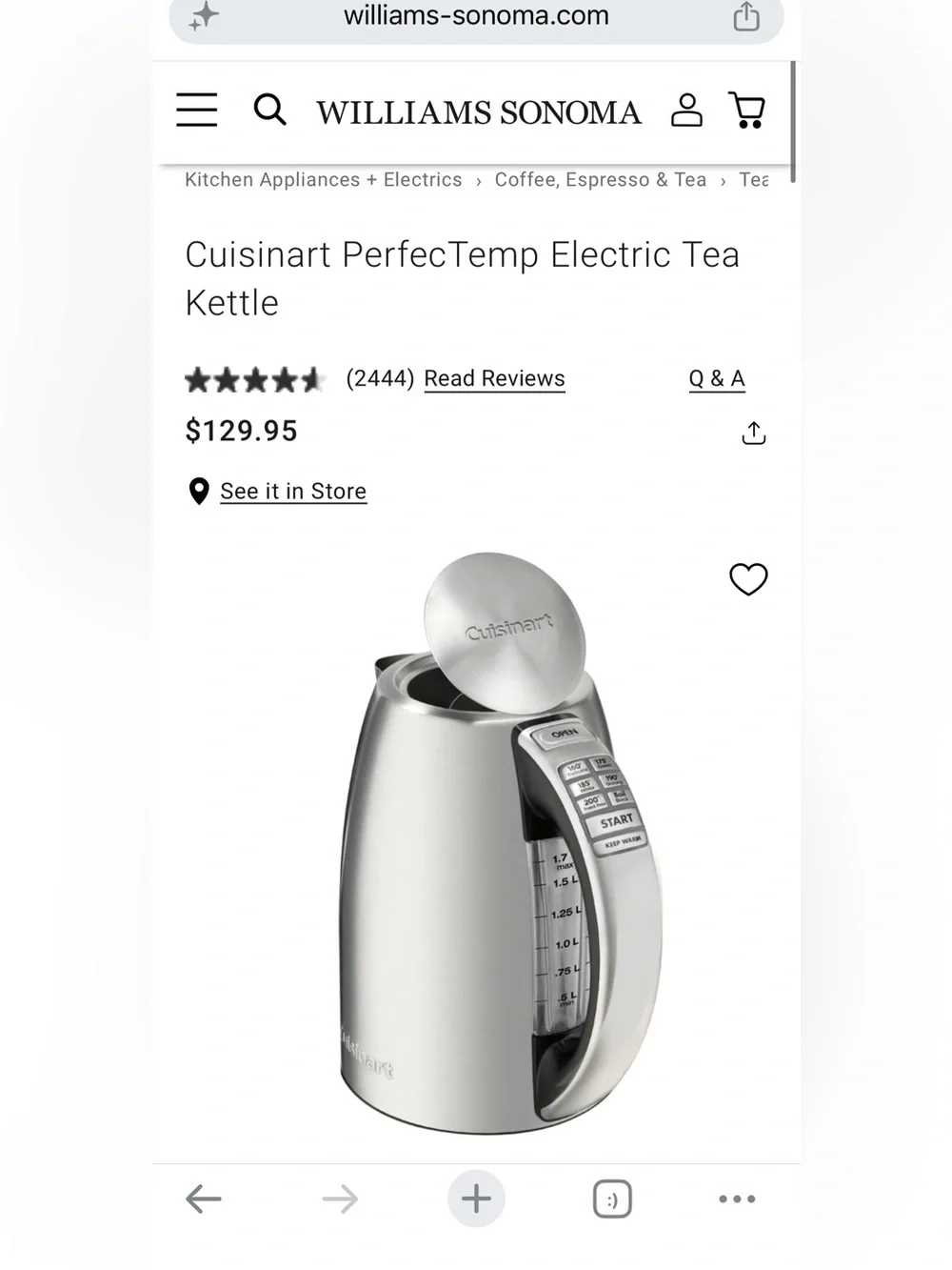 New in Box Cuisinart PerfecTemp Electric Tea Kettle